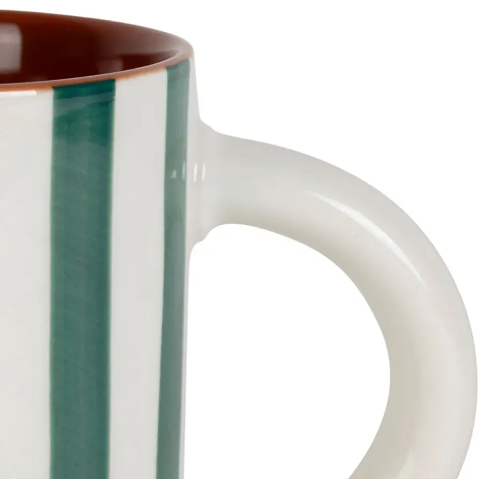 Fabrique de Styles Tasses Et Mugs*Mug en grès rayé émeraude et blanc 40cl - Alaria