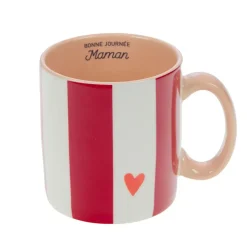 Fabrique de Styles Tasses Et Mugs*Mug Maman rayé et blanc en porcelaine - Ella