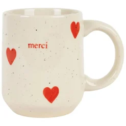 Fabrique de Styles Tasses Et Mugs*Mug Merci en grès et rouge moucheté 35cl - Famille