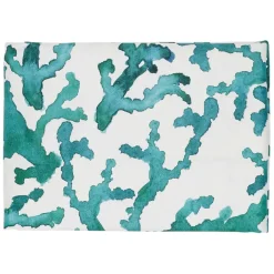 Fabrique de Styles Nappes*Nappe coton blanc et émeraude 260x160 - estran