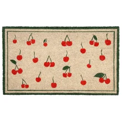 Fabrique de Styles Paillassons*Paillasson cerise en coco gris et rouge 73x43 - Cerise