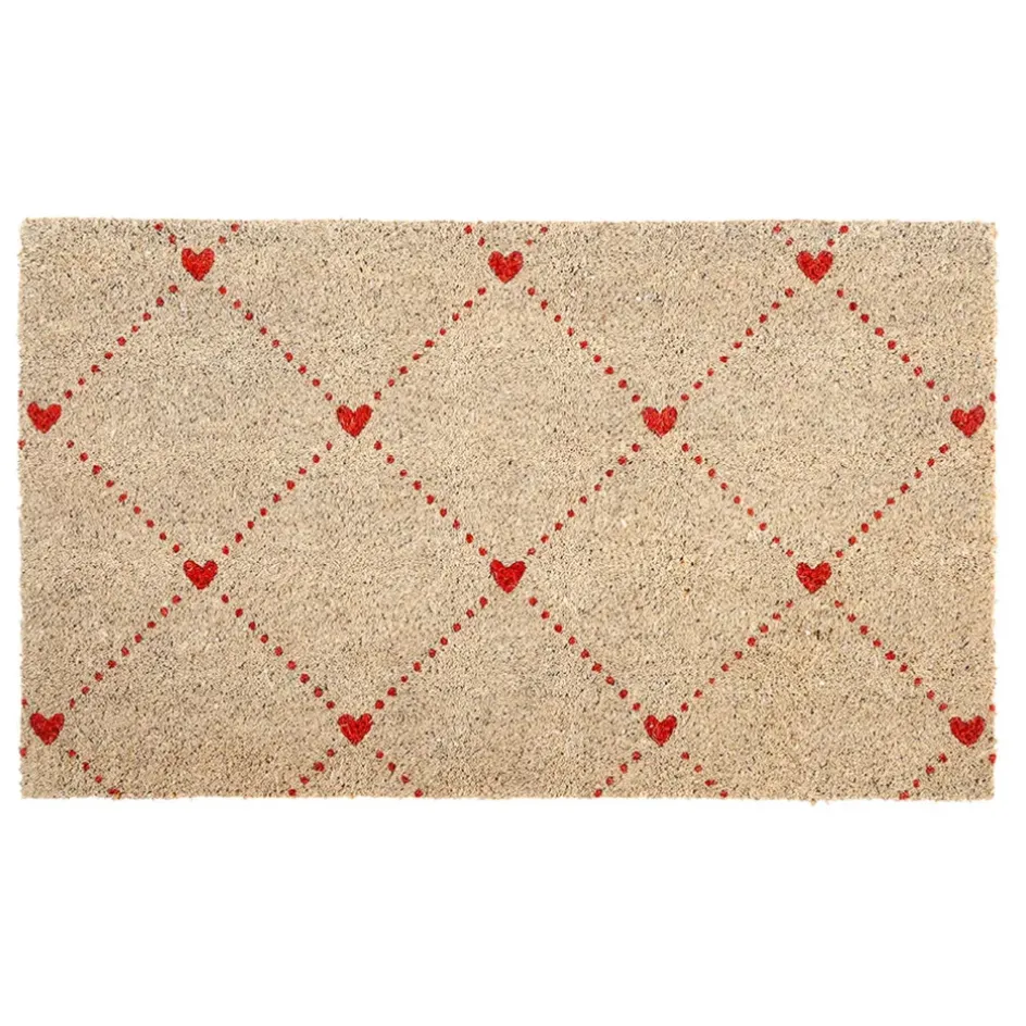 Fabrique de Styles Paillassons*Paillasson en coco naturel et rouge 73x43cm - P'tit Cœur