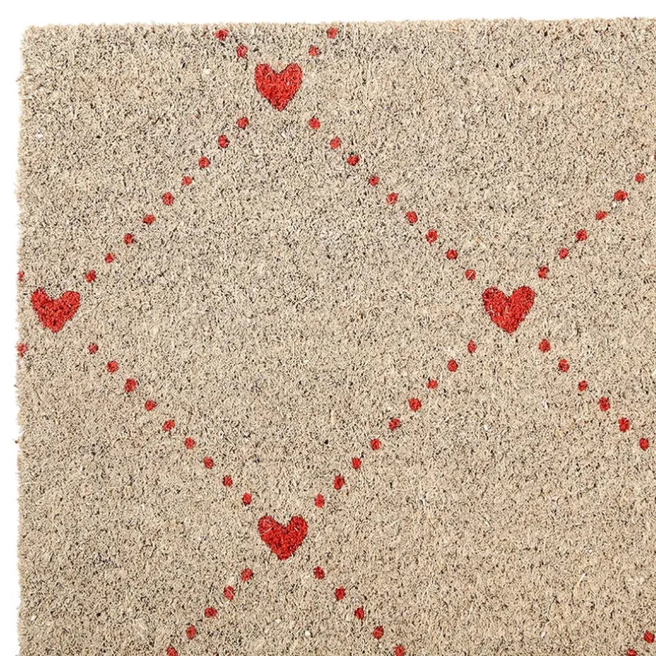 Fabrique de Styles Paillassons*Paillasson en coco naturel et rouge 73x43cm - P'tit Cœur