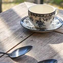 Fabrique de Styles Tasses Et Mugs*Paire tasse et coupelle café en faïence noir 22cl - Lison