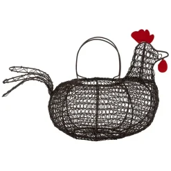 Fabrique de Styles Paniers Et Corbeilles*Panier en forme de poule en fer - Campagne