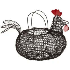 Fabrique de Styles Paniers Et Corbeilles*Panier en forme de poule en fer - Campagne