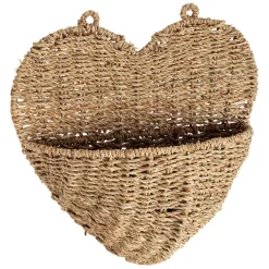 Fabrique de Styles Paniers Et Corbeilles*Panier mural cœur en jonc de mer 33x32cm - Chaumière