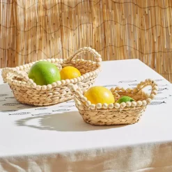 Fabrique de Styles Paniers Et Corbeilles*Panières x2 en jacinthe d'eau - été à la mer