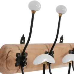 Fabrique de Styles Patères*Patère 3 crochets en acacia et fer naturel et blanc - Campagne