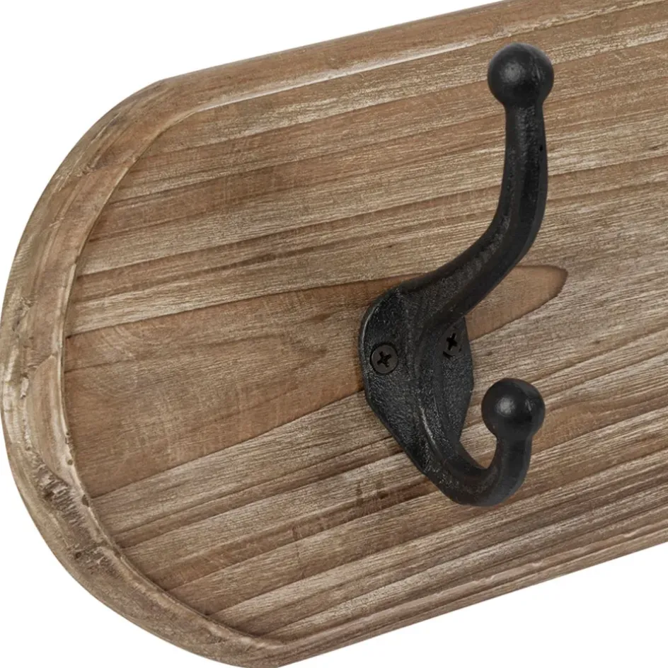 Fabrique de Styles Patères*Patère 5 crochets en sapin et métal L85cm - Trappeur