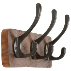 Fabrique de Styles Patères*Patère 3 crochets en shorea et ferrier - Campagne