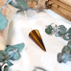 Fabrique de Styles Méditation Et Yoga*Pendule cône lisse en œil de tigre