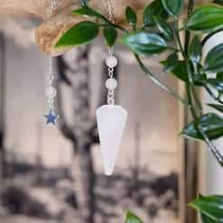 Fabrique de Styles Méditation Et Yoga*Pendule hexagonal en cristal de roche et charm étoile