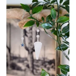 Fabrique de Styles Méditation Et Yoga*Pendule hexagonal en cristal de roche et charm étoile