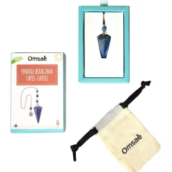 Fabrique de Styles Méditation Et Yoga*Pendule hexagonal en lapis-lazuli et charm fleur de vie