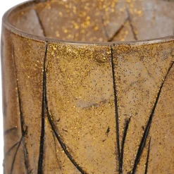 Fabrique de Styles Photophores, Bougeoirs Et Lanternes*Photophore en verre doré et noir d7cm - Brindille