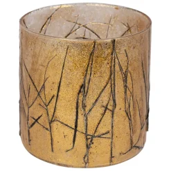 Fabrique de Styles Photophores, Bougeoirs Et Lanternes*Photophore en verre et végétaux doré et noir d10cm - Brindille