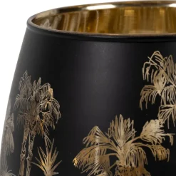 Fabrique de Styles Photophores, Bougeoirs Et Lanternes*Photophore en verre noir mat et doré h12cm - Tulum