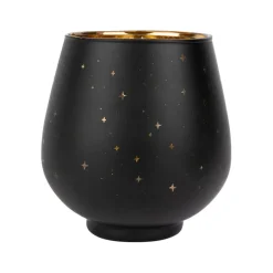 Fabrique de Styles Photophores, Bougeoirs Et Lanternes*Photophore étoiles en verre noir mat et doré 9cm - Tropic Étoile