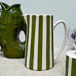 Fabrique de Styles Carafes Et Pichets*Pichet en céramique rayé blanc et 1L