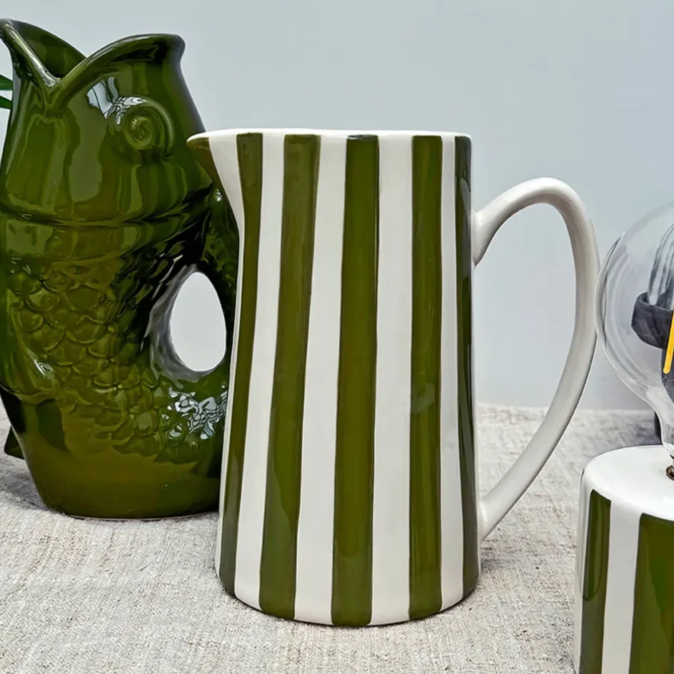 Fabrique de Styles Carafes Et Pichets*Pichet en céramique rayé blanc et 1L
