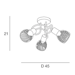 Fabrique de Styles Suspensions*Plafonnier 3 lumières en metal h21 cm mat noir - kento