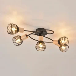 Fabrique de Styles Suspensions*Plafonnier 5 lumières en metal l67cm mat noir - kento