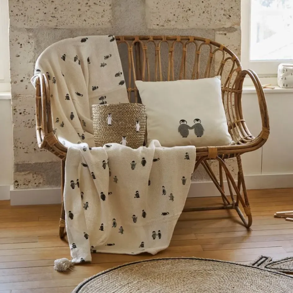 Enfant Fabrique de Styles Textiles*Plaid en coton écru et beige - Banquise