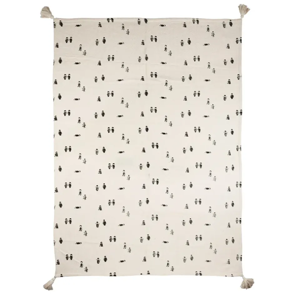 Enfant Fabrique de Styles Textiles*Plaid en coton écru et beige - Banquise