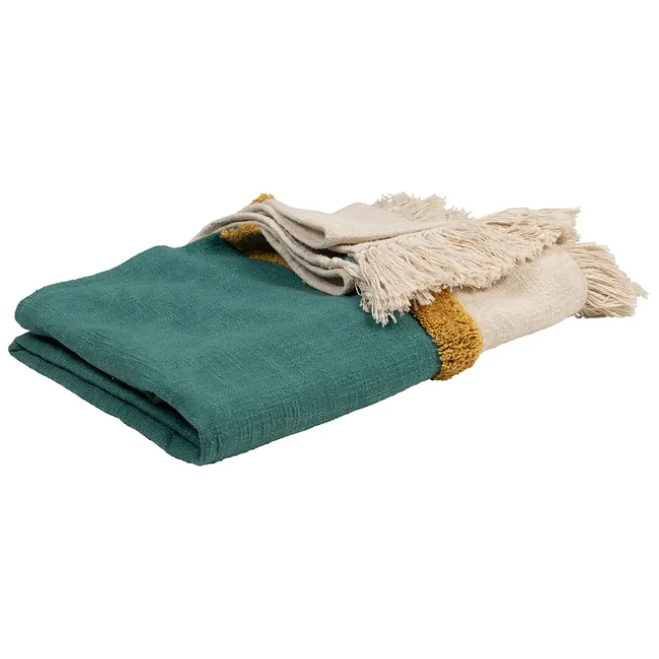 Fabrique de Styles Plaids*Plaid en coton émeraude 170x130cm - Neo