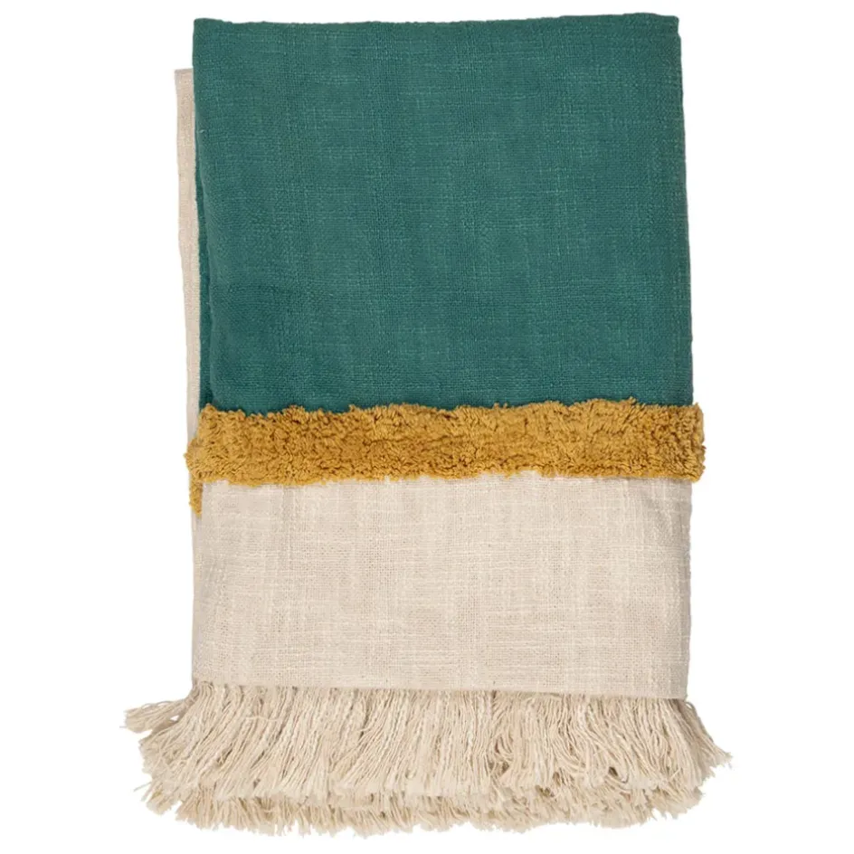 Fabrique de Styles Plaids*Plaid en coton émeraude 170x130cm - Neo