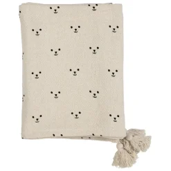 Enfant Fabrique de Styles Textiles*Plaid ours en coton ecru et beige 170x130cm - Songes