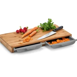 Fabrique de Styles Planches À Découper*Planche à découper en bambou avec 2 bacs gris