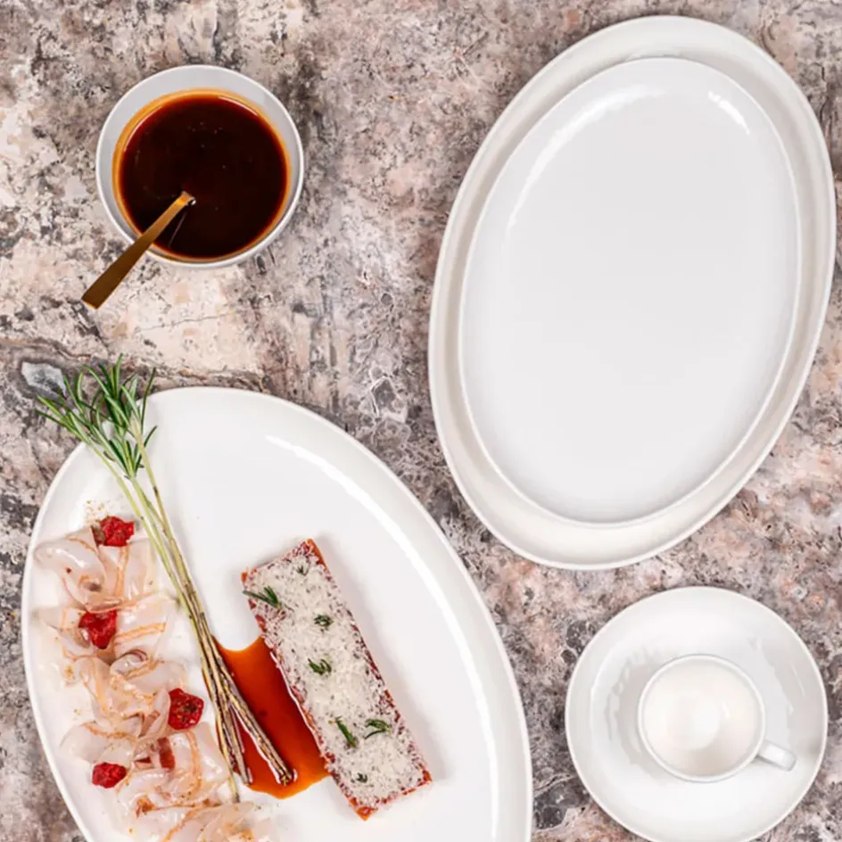 Fabrique de Styles Plats Et Saladiers*Plat ovale en porcelaine blanche 30x20cm - Ecume