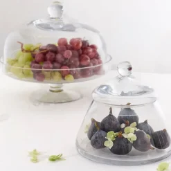 Fabrique de Styles Plats Et Saladiers*Plat sur pied en verre avec cloche d30cm - Alphe