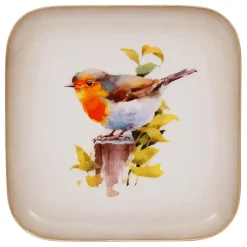 Fabrique de Styles Plateaux*Plateau carré en fer 16x16cm - Rouge-Gorge