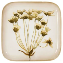 Fabrique de Styles Plateaux*Plateau carré kaki et doré 16x16cm en fer - fleur classic