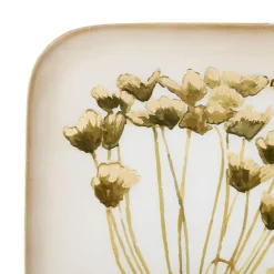 Fabrique de Styles Plateaux*Plateau carré kaki et doré 16x16cm en fer - fleur classic