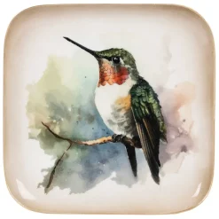 Fabrique de Styles Plateaux*Plateau colibri en fer 16x16cm - Oiseau