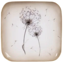 Fabrique de Styles Plateaux*Plateau dent de lion en fer 16x16cm - Botanique