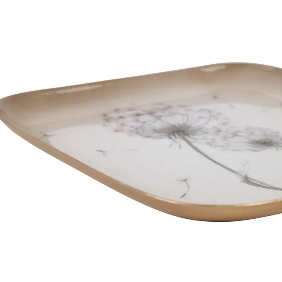 Fabrique de Styles Plateaux*Plateau dent de lion en fer 16x16cm - Botanique