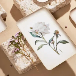 Fabrique de Styles Plateaux*Plateau en fer blanc et doré 15x25.5cm - Pivoine