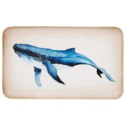 Fabrique de Styles Plateaux*Plateau en fer bleu et doré 25x15cm - Baleine