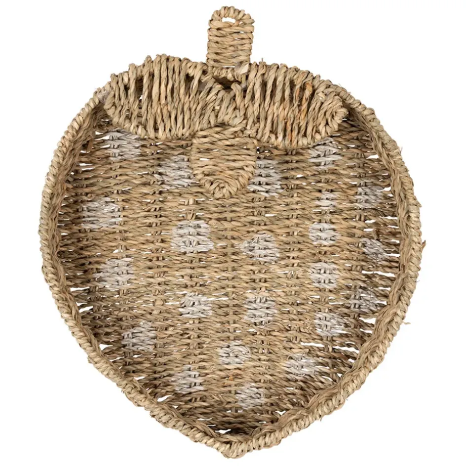 Fabrique de Styles Plateaux*Plateau fraise en jonc de mer naturel et blanc 28x32cm - Les Fruits