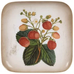 Fabrique de Styles Plateaux*Plateau fraisier en fer 16x16cm - Botanique