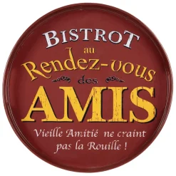 Fabrique de Styles Plateaux*Plateau rond rouge et jaune d33cm - Bistrot Des Amis