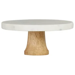 Fabrique de Styles Plateaux*Plateau sur pied marbre et bois de manguier - eskela