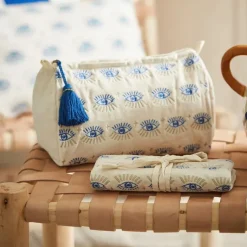 Fabrique de Styles Pochettes Et Housses*Pochette à bijoux de voyage creme oeil en velours coton 20x24cm