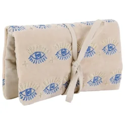Fabrique de Styles Pochettes Et Housses*Pochette à bijoux de voyage creme oeil en velours coton 20x24cm
