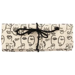 Fabrique de Styles Pochettes Et Housses*Pochette à bijoux de voyage visage ecru et noir - terre brulée